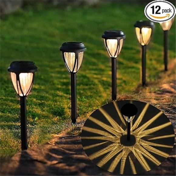 12 Pack Outdoor Solar Pathway Lights, Solar Powered Garden Decorative Lights - Picture 7 of 7